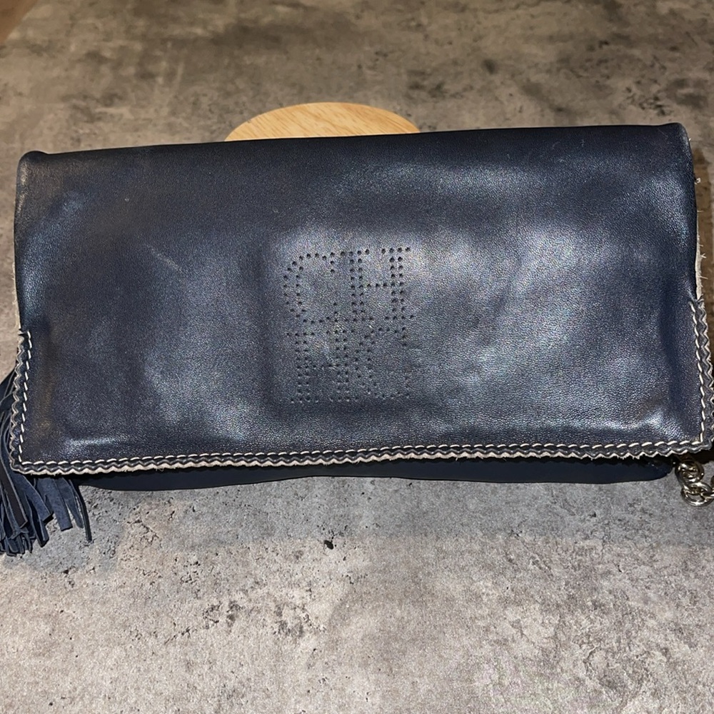 Carolina Herrera Navy Crossbody Bag with Chain Strap